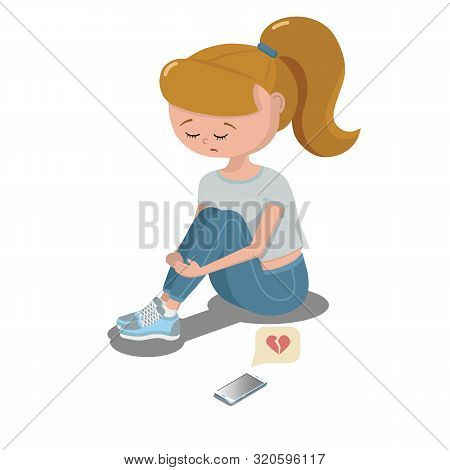 Young Girl Is Upset Because Of Getting A Sad Message. Heart-breaking Message.