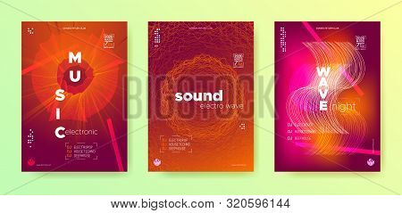 Color Music Wave. Electronic Party. Music Dance Poster. Light Dj Event. Fiery Fluid Abstract. Electr