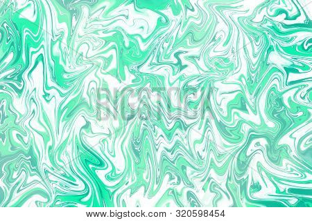 Abstract Mint Fluid Art Background. Digital Art.
