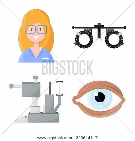 Isolated Object Of Vision And Clinic Symbol. Collection Of Vision And Ophthalmology Stock Symbol For