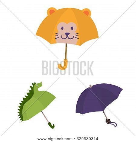Vector Illustration Of Umbrella And Rain Logo. Collection Of Umbrella And Weather Stock Vector Illus