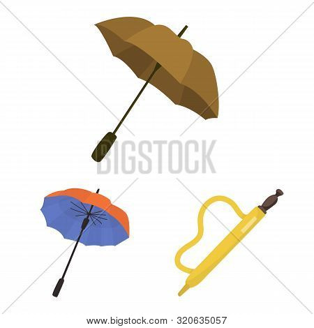 Isolated Object Of Umbrella And Rain Sign. Set Of Umbrella And Weather Vector Icon For Stock.
