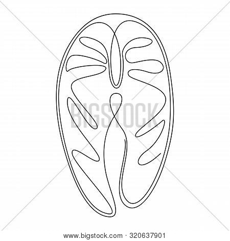 Red Fish Steak Thin Line Icon. Fish Meat Vector Illustration Isolated On White. Fish Fillet Outline 