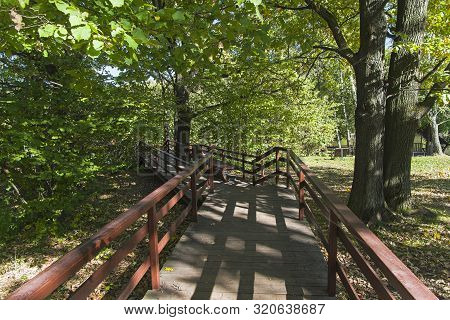 Well-maintained Pedestrian Walkway. Sunny Day In September. Landscape Reserve Teply Stan, Moscow, Ru