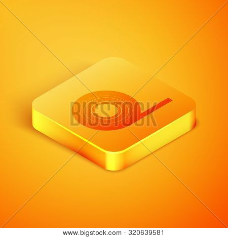 Isometric Line Scotch Icon Isolated On Orange Background. Roll Of Adhesive Tape For Work And Repair.