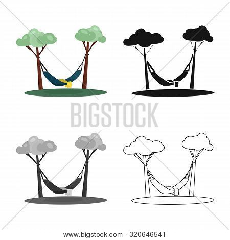 Vector Design Of Tree And Hammock Symbol. Set Of Tree And Summer Vector Icon For Stock.