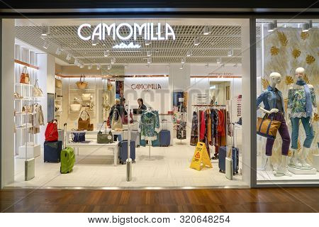VENICE, ITALY - CIRCA MAY, 2019: Camomilla shop in Venice Marco Polo Airport.
