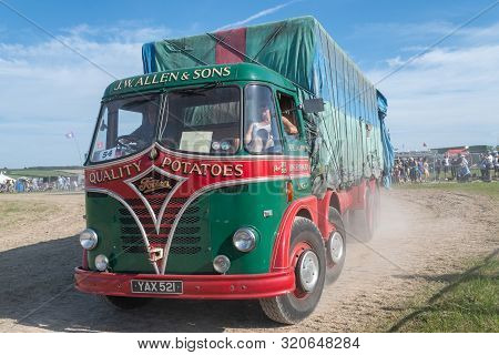 Blandford Forum.dorset.united Kingdom.august 24th 2019.a Restored Vintage Foden Lorry Is Being Drive