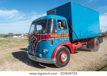 Blandford Forum.dorset.united Kingdom.august 24th 2019.a Restored Vintage Foden Lorry Is Being Drive