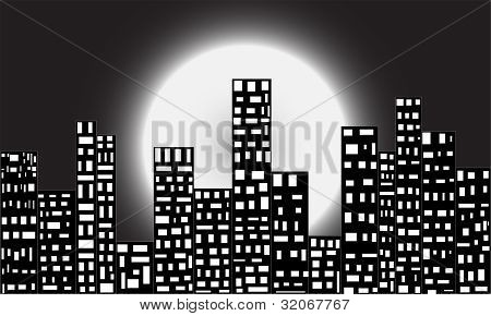 A city in moon light
