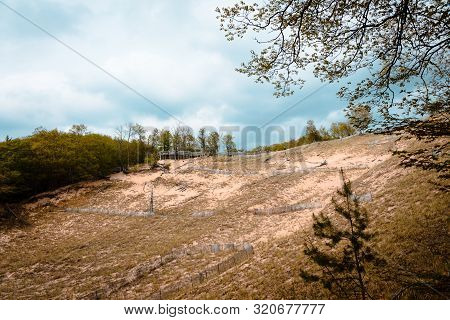 Large Sand Dunes Off Of Lake Michigan