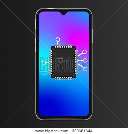 Soc System On A Chip Smartphone Cpu Microprocessor. Vector