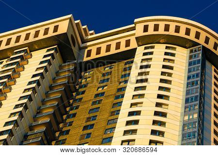 Moscow, Russia - August, 29, 2019: multystoried inhabited house in Moscow, Russia