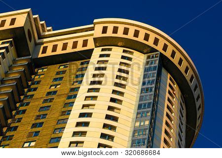Moscow, Russia - August, 29, 2019: multystoried inhabited house in Moscow, Russia