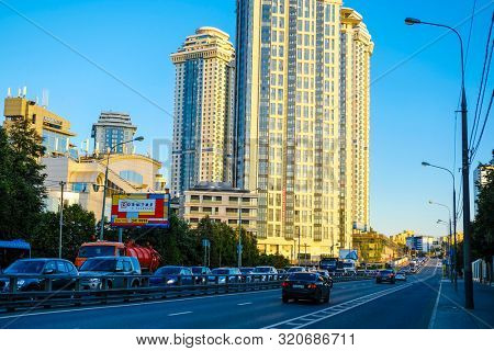Moscow, Russia - August, 29, 2019: multystoried inhabited house in Moscow, Russia