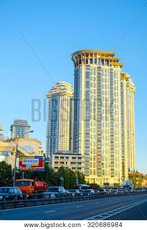 Moscow, Russia - August, 29, 2019: multystoried inhabited house in Moscow, Russia