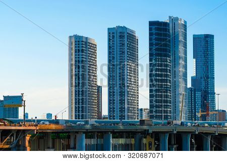 Moscow, Russia - August, 29, 2019: multystoried inhabited house in Moscow, Russia