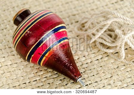 Traditional Trompo Mexican Handcraft Wooden Toy And Rope