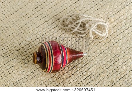 Traditional Trompo Wooden Mexican Spinning Toy Handcraft
