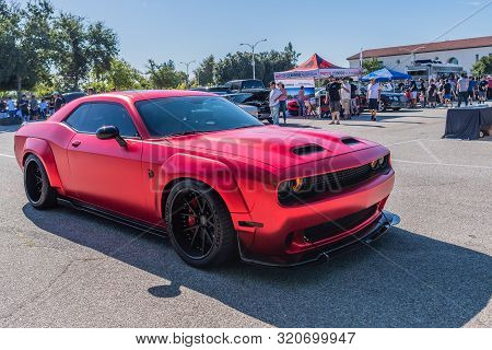 Dodge Challenger On Display During Supercar Sunday Event.