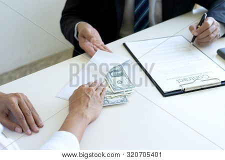 Business Man Give Bribe