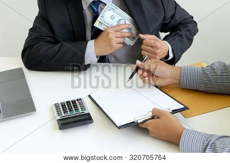 Business Man Give Bribe