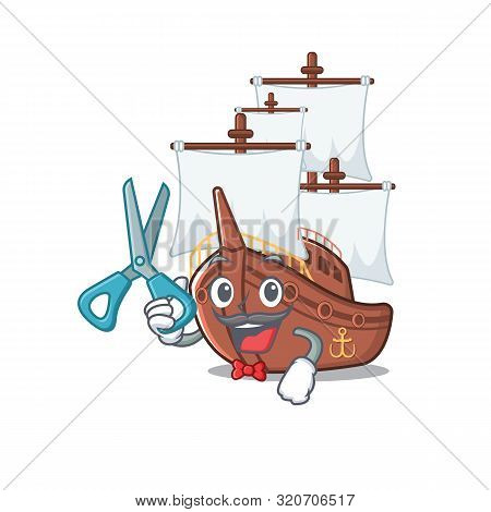 Barber Pirate Ship Isolated With The Cartoon