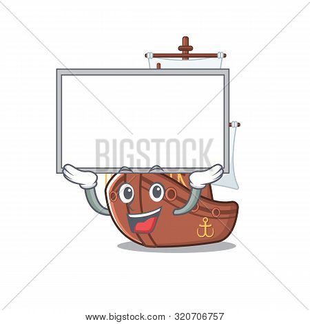 Up Board Pirate Ship Isolated With The Cartoon