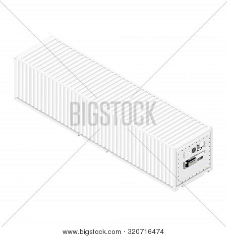 Refrigerated Container Isometric View Isolated On White Background.