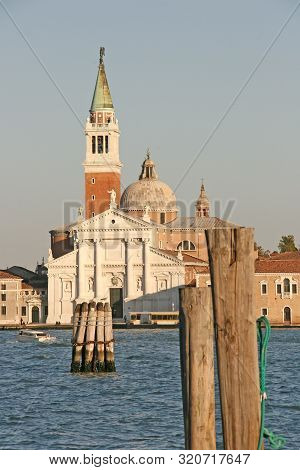 View Of Church Of Santisimo Redentore And Lagoon In Venice, Italy
