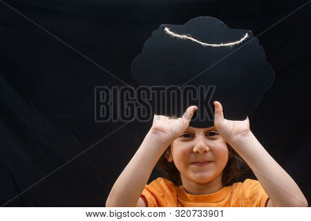 Boy Showing Blank Signboard With Empty Copyspace