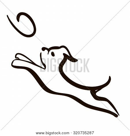 Cute Dog Head Line Art Drawingvvector Illustration Of Isolated Dog Agility Training Dog Jumping And 