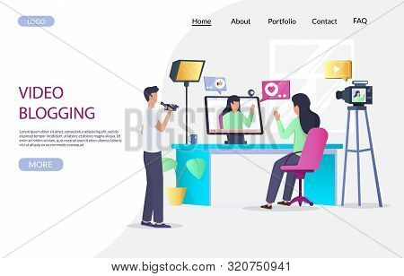 Video Blogging Vector Website Landing Page Design Template