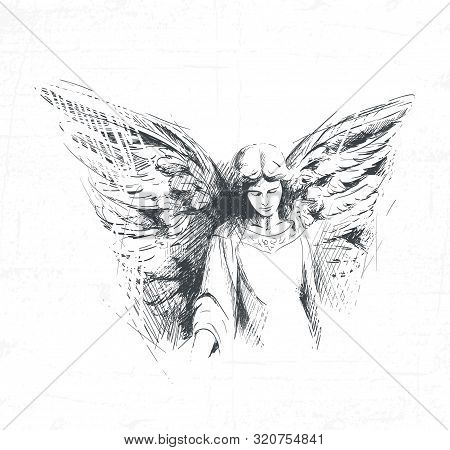 Angel Girl Looks Down Vector Photo Free Trial Bigstock