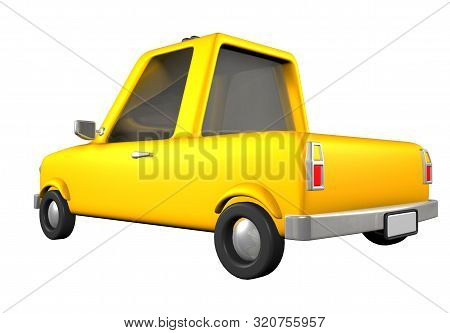 3d Toon Yellow Sedan Car Road Transport