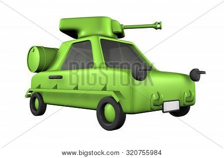 3d Toon Green Armored Car Pzkpfw Tank