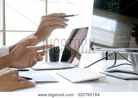 Teamwork Team Programmer Working With Computer