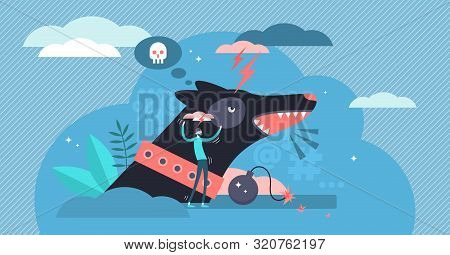 Aggressive Vector Illustration. Flat Tiny Angry Emotion Persons Concept. Wild Violence Attack With S