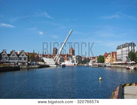 11 August, 2019. Poland, Gdansk, Wartka Bridge, Drawbridge Over Motlawa River.