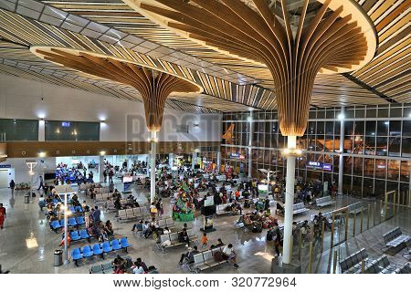 Puerto Princesa, Philippines - December 6, 2017: People Wait At Puerto Princesa Airport, Palawan Isl