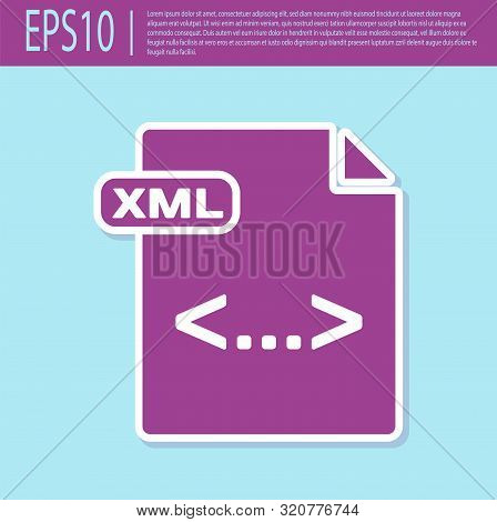 Retro Purple Xml File Document. Download Xml Button Icon Isolated On Turquoise Background. Xml File 