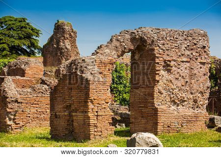 Detail Of The Walls Of The Ruins At The Flavian Palace Also Known As The Domus Flavia On The Palatin
