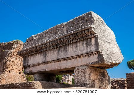 Detail Of The Ruins At The Flavian Palace Also Known As The Domus Flavia On The Palatine Hill In Rom