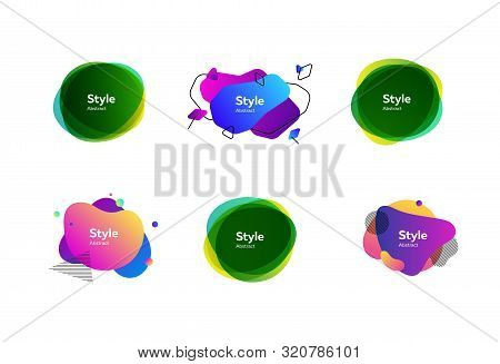 Flowing Liquid Forms With Text Sample. Dynamical Colored Forms. Gradient Banners With Flowing Liquid