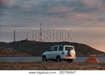 Teriberka, Murmansk Region, Russia - August 21, 2019: Summer Landscape Of The Green Polar Tundra In 