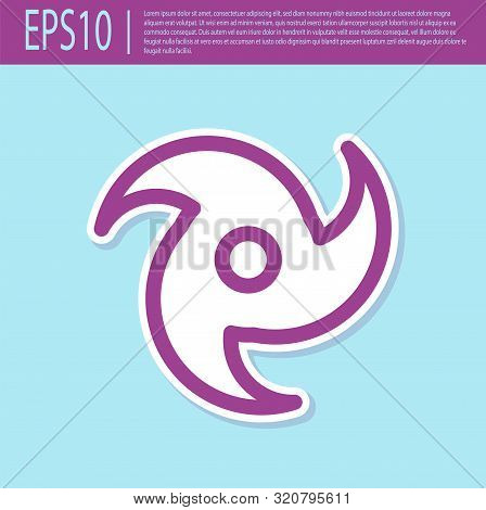 Retro Purple Tornado Icon Isolated On Turquoise Background. Cyclone, Whirlwind, Storm Funnel, Hurric