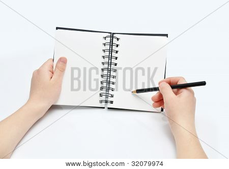 Blyant og note bog