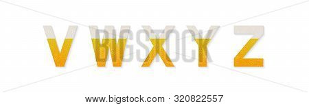 Letters V, W, X, Y, Z Made Of Beer, Bubbles And Foam Isolated On White. Creative Oktoberfest Vector 