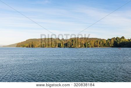 Overview Of The Valdivia River, In The Region Of The Rivers, In Southern Chile. It Is The Second Lar