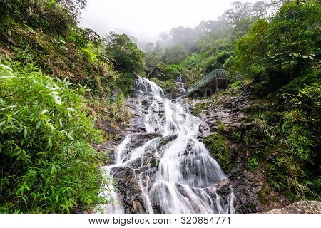 The Iconic View Of Silver Waterfall, The Large Beautiful Waterfall In Sa Pa, Vietnam